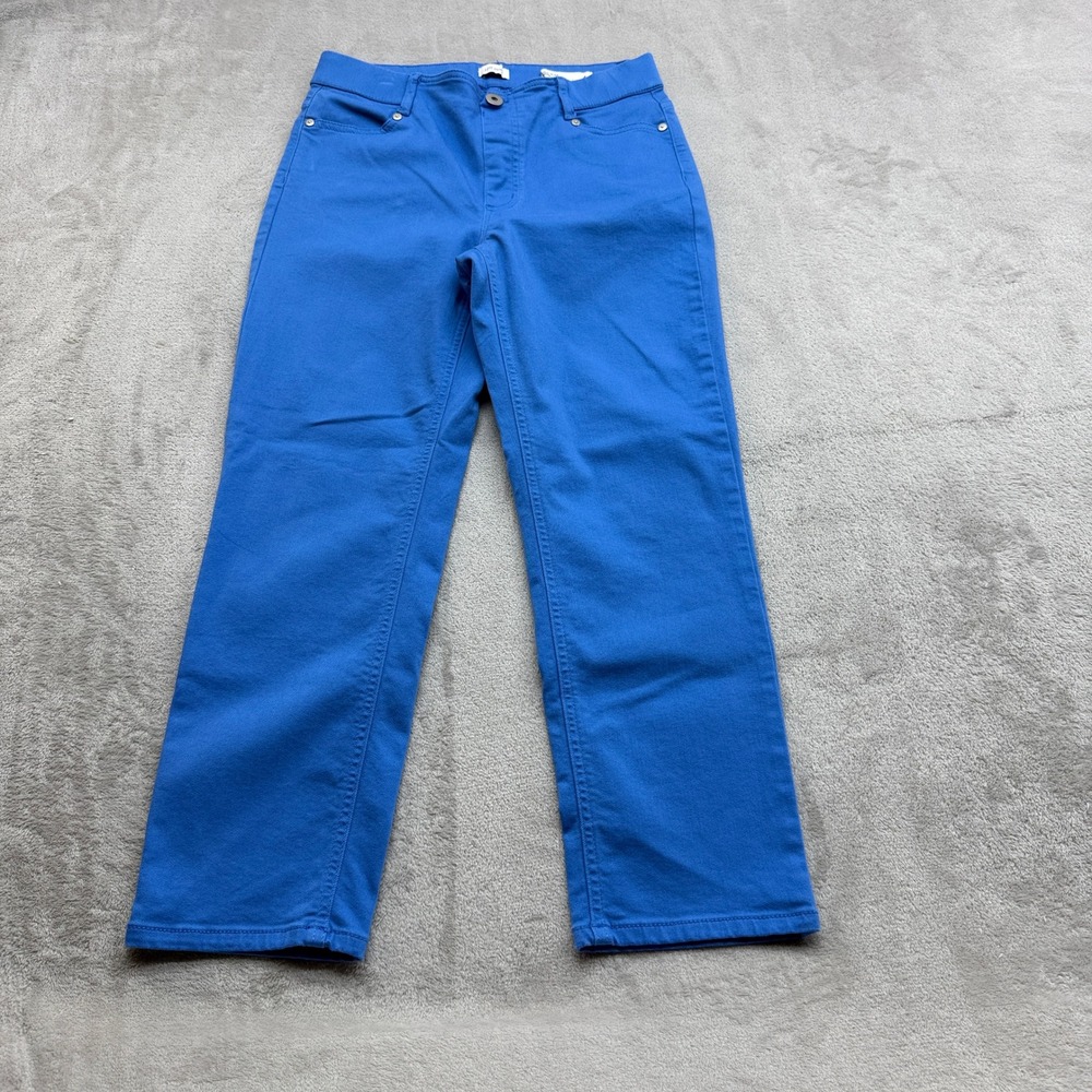 J. Jill Denim Hi-Rise Cropped Pants Womens 4 Blue Straight Chic Coastal Grandma